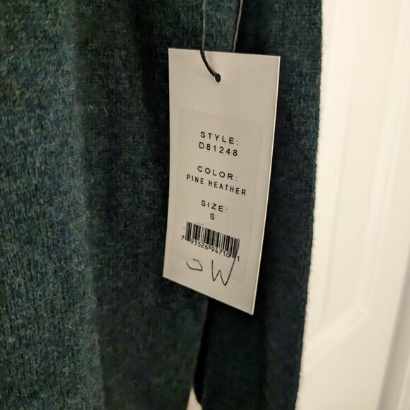 NWT DUFFY Cashmere Sweater Small Pine Teal Pullover Loose Cowl Roll Neck Luxury - Picture 6 of 8